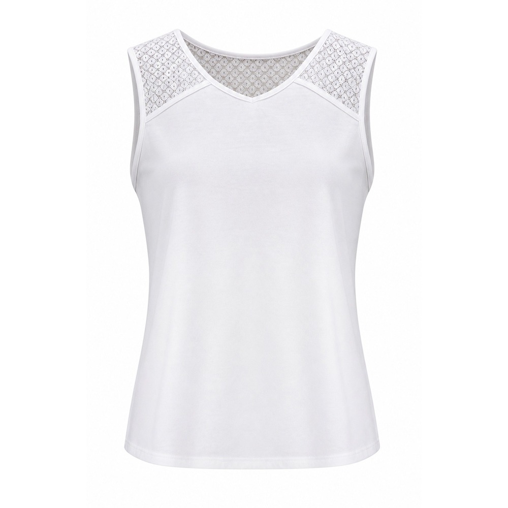 Total Girl White Lace Shoulder Sleeveless Tank Top Plus Size XXL 20.5 Summer Tee